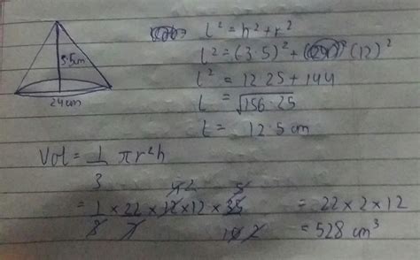 A heap of rice is form of one diameter 24m and height 3.5 m. Find ...