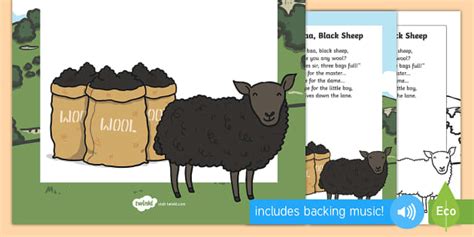 Baa, Baa, Black Sheep Nursery Rhyme Lyrics Poster | Twinkl