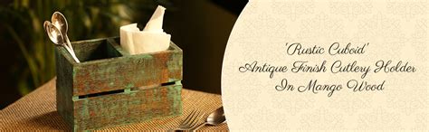 Buy ExclusiveLane Cutlery Holder in Mango Wood (2 Partitions) - Cutlery ...