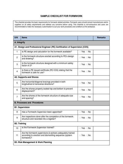 Form Work Checklist 的图像结果