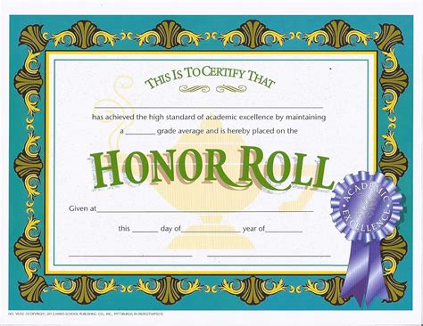 Honor Roll Certificate Template - Sampletemplate.my.id