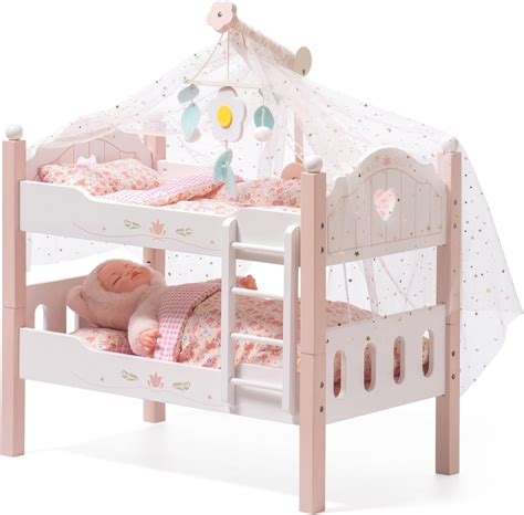 Robud 18" Doll Bunk Bed Baby Doll Beds Wooden Doll Cribs Cradle for 18 ...