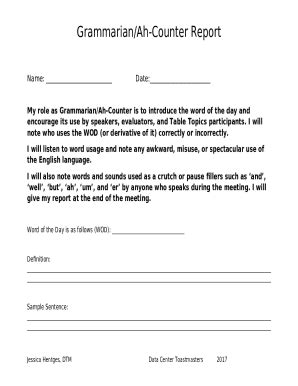 Image result for Toastmaster Ah Counter Role Script