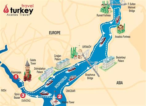 Bosporus Strait - map of istanbul and black sea