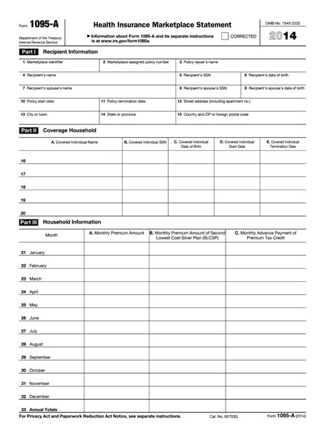 2014 Form IRS 1095-A Fill Online, Printable, Fillable, Blank - pdfFiller