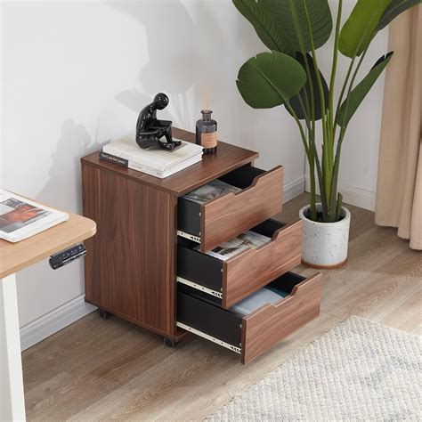 Buy Farini Mobile File Cabinet for Home Office, 3 Drawer Chest Wood ...