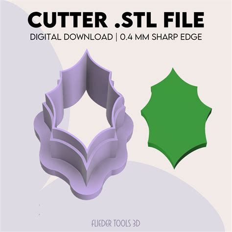 🍪 Holly Leaf Polymer Clay Cutter | Holly Leaf Cookie Cutter | Digital ...