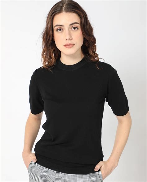 Rareism Women's Rohrdo Black Viscose Crew Neck Plain Regular Fit Sweat