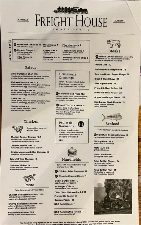 FREIGHT HOUSE RESTAURANT, Hartselle - Menu, Prices & Restaurant Reviews ...