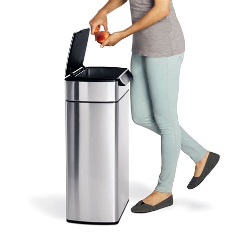 Amazon.com: simplehuman Rectangular Touch-Bar Trash Can, Stainless ...