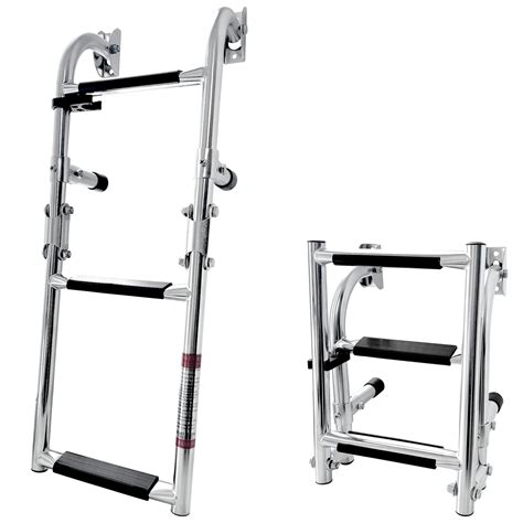 Buy ISURE MARINE Folding Boat Boarding Ladder Stainless Steel 2+1 Steps ...