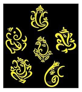 LEGZINO Ganesh Glossy Car Vinyl Vehicle Sticker 4 Inche (Set 6 Pcs ...