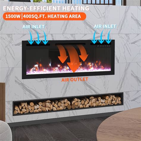 Mondawe 36-in W Black Fan-forced Wall-mount Electric Fireplace with ...