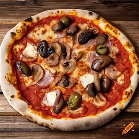 Pizza Capricciosa: Tomato sauce, mozzarella, ham, mushrooms, artichokes ...