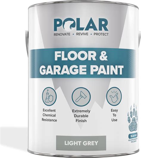 Polar Concrete Floor Paint Light Grey - 1.32 Gallon - Anti-Slip Garage ...
