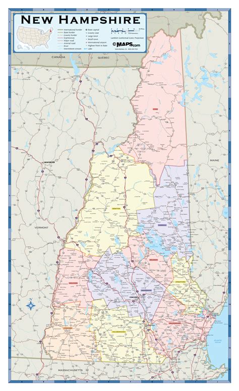 New Hampshire Counties Wall Map | Maps.com.com