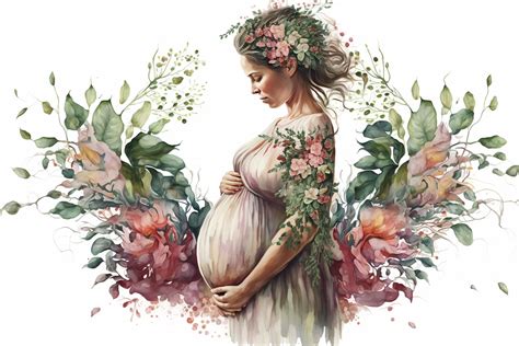 Beautiful Pregnant Mother Watercolor 6 Graphic by 1xMerch · Creative ...