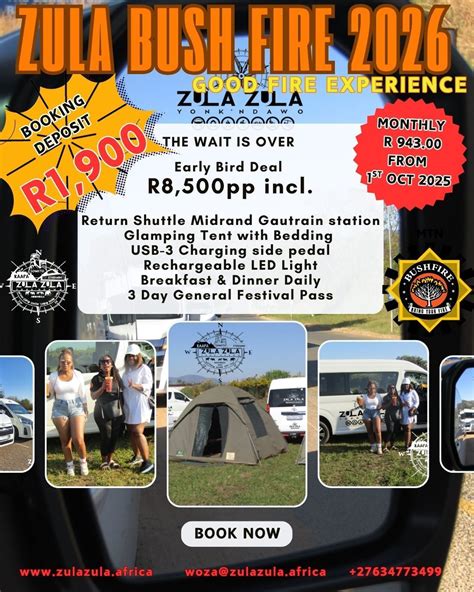Zula Bush-Fire Tour 2026, 180 South Rand Road, Linmeyer Ext 1, South ...