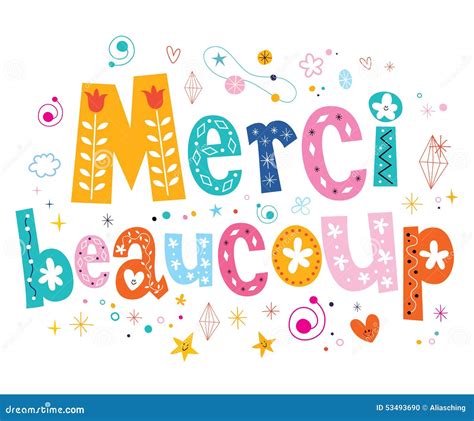 Merci Beaucoup Thank You Very Much in French Lettering Design Stock ...