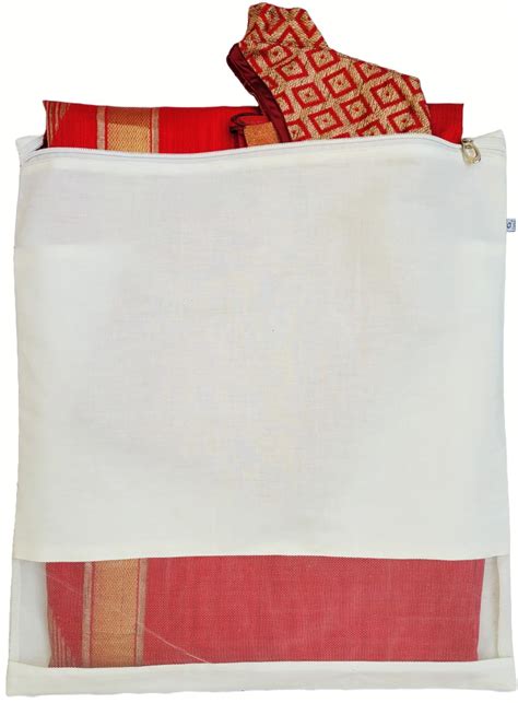 Clarkia pack of 12 Reusable Cotton Saree Cover with Blouse compartment ...