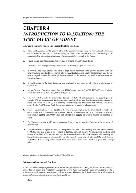 SOLUTION: Chapter 04 introduction to valuation the time value of money - Studypool