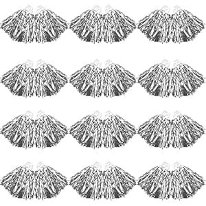 MYKASEN 24Pcs Bright Metallic Cheerleading Pom Poms, Foil Flower ...