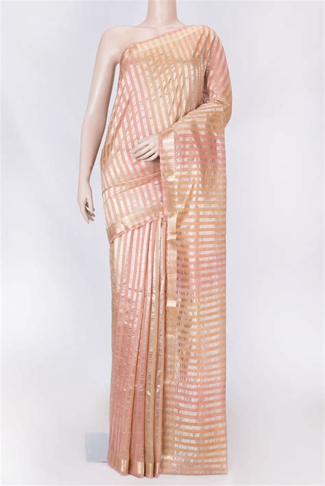 Peach Dual Tone Organza Silk Saree – Nalli Silk Sarees Pvt Ltd
