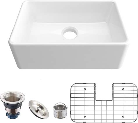 ELLAI Farmhouse Kitchen Sink 24inch Small Single Bowl Sink, High Back ...