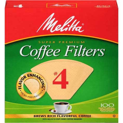 Melitta Natural Brown, #4 Cone Coffee Filters 100 Ct, Perfect for ...
