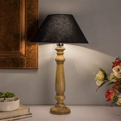Buy Homesake® Mabel Rustic Wood Table Lamp with Black Shade Online at ...