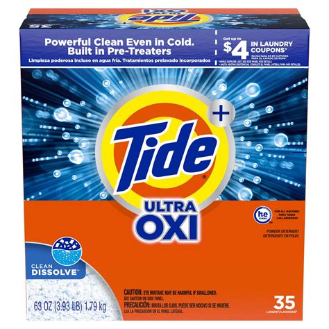 Tide Plus Ultra Oxi Powder Laundry Detergent, 35 Loads, 63 oz ...