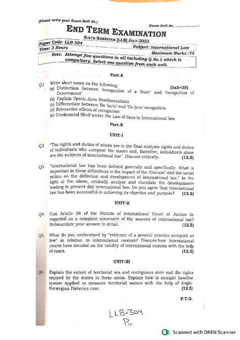 PYQ International LAW - jjj - International Law - Studocu