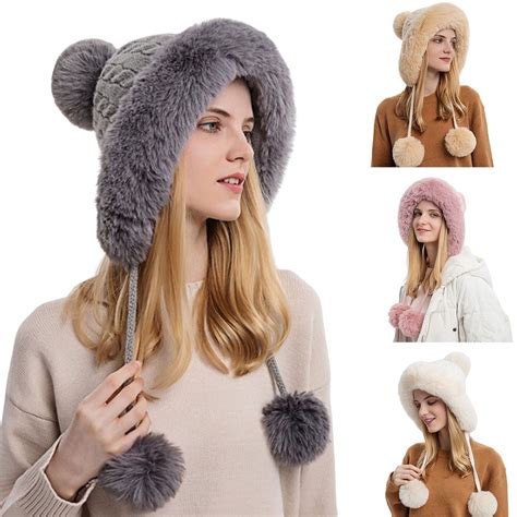 D-GROEE Women Winter Wool Cover Ears Hat Ear Flaps Thicken Ski Snow ...
