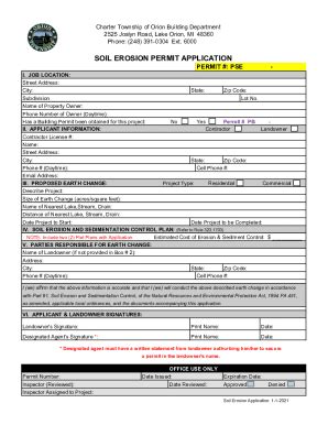 MI Soil Erosion Permit Application - Orion Township 2021-2025 - Fill ...