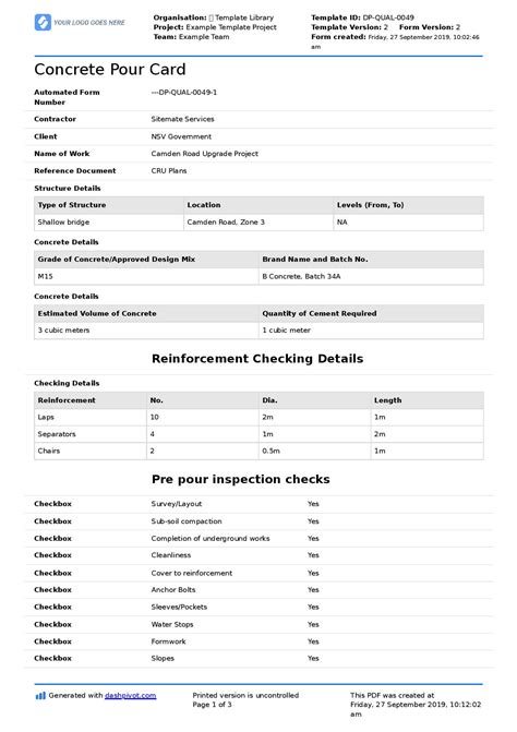 Image result for Pre Concrete Placement Checklist