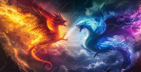 Premium Photo | 3d illustration Dragon Fighting epic battle between ...