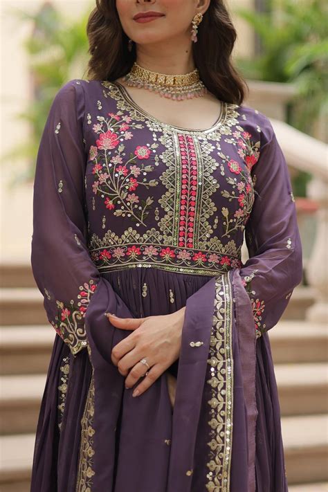 Purple Premium Designer Ready-to-Wear Top-Sharara-Dupatta Co