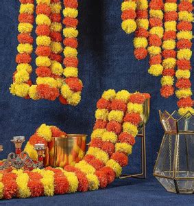 PINKPETALS Marigold Fluffy Reusable Artificial Flowers Garlands Door ...