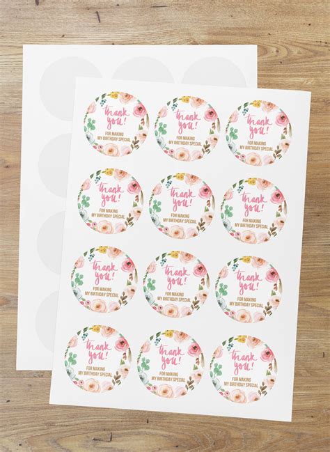 Floral Theme - Return Gift/birthday decor Thankyou Sticker (6 CM/Stick ...