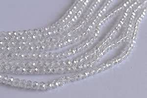 The Design Cart White Rainbow Tyre/Rondelle Shaped Crystal Beads (8 mm ...