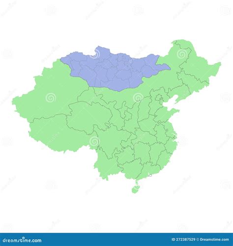 High Quality Political Map of China and Mongolia with Borders of Stock Vector - Illustration of ...