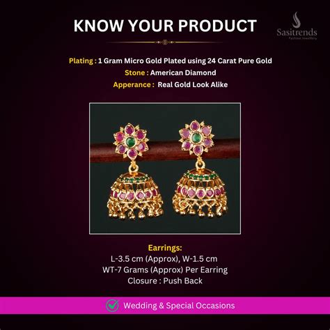 Micro Gold Plated AD Stone Studded Jhumka Earrings - Sasitrends