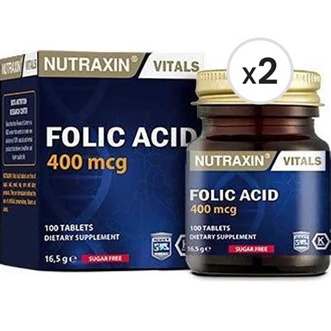 Nutraxin Folic Acid 400 mcg 100 Tablet 2'li Paket | Fit1001