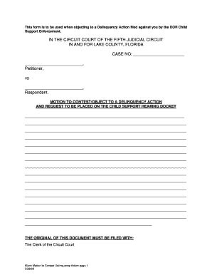 This Form Is To Be Used When Objecting To A Delinquency Action Filed ...