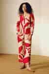 Buy Red Handloom Cotton Round Neck Designer Handwoven Mulberry Silk ...