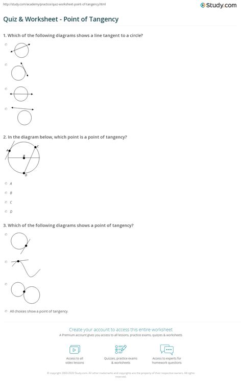 Quiz & Worksheet - Point of Tangency | Study.com