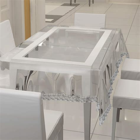 Buy Kuber Industries Dining Table Cover 6 Seater(Silver Lace),Polyvinyl ...