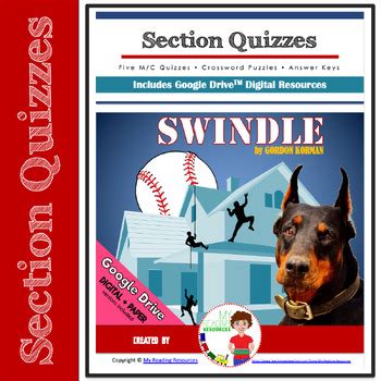 5 Section Quizzes & 5 Crossword Puzzles: Swindle by G. Korman (Print ...