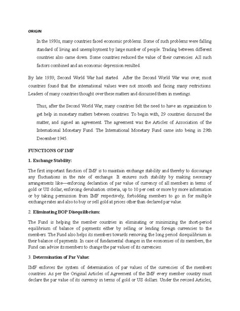 IMF Functions - Informative and useful - ORIGIN In the 1930s, many ...