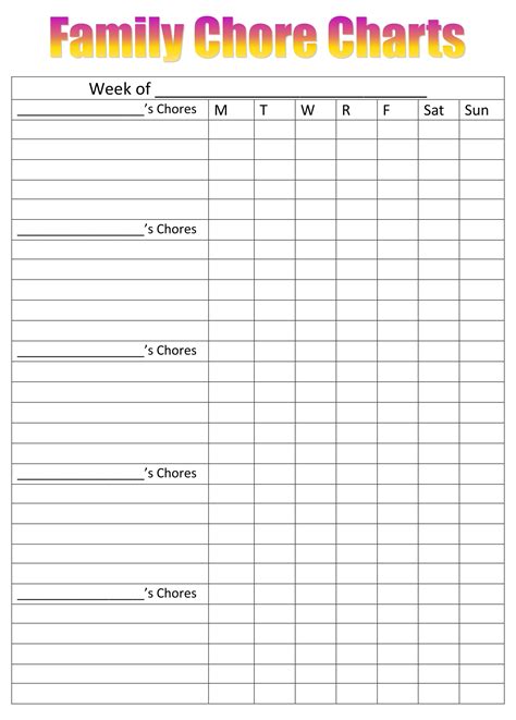Household Chore Charts - 10 Free PDF Printables | Printablee